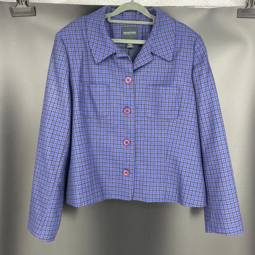 Bridgetown Collection 100% Wool Blue Plaid Jacket